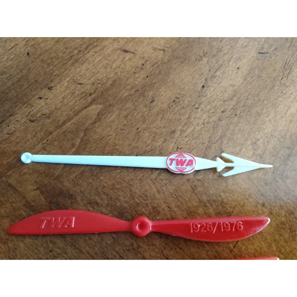 Vintage Lot 11x Swizzle Stick Retro Bar Stirrer TWA Airlines Propeller Italy ++
